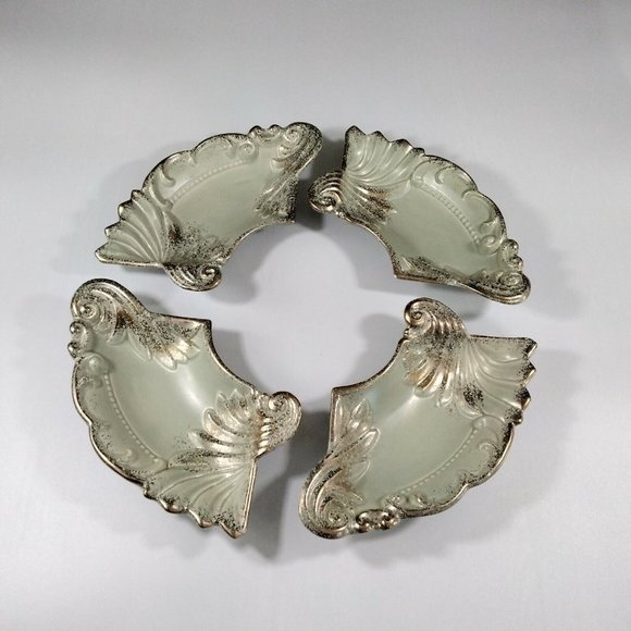 Florentine Nesting Serving Plates Chip Dip Set Ideal Originals 1962 Gold Gilded - Picture 4 of 12